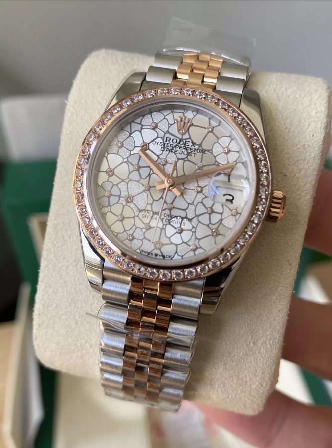 롤렉스 여성용 데이저스트 플로럴 다이얼 다이아베젤 콤비 SS/RG 31mm 278381