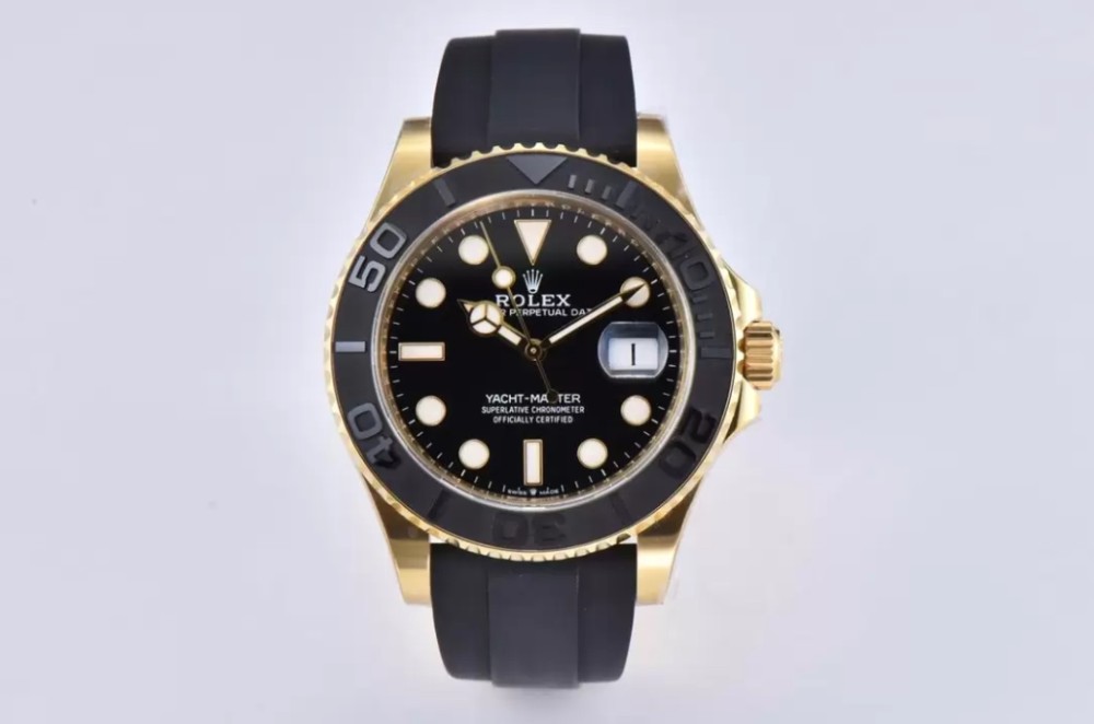롤렉스 요트마스터 옐로우골드 블랙 다이얼 블랙 러버밴드 42mm 226658