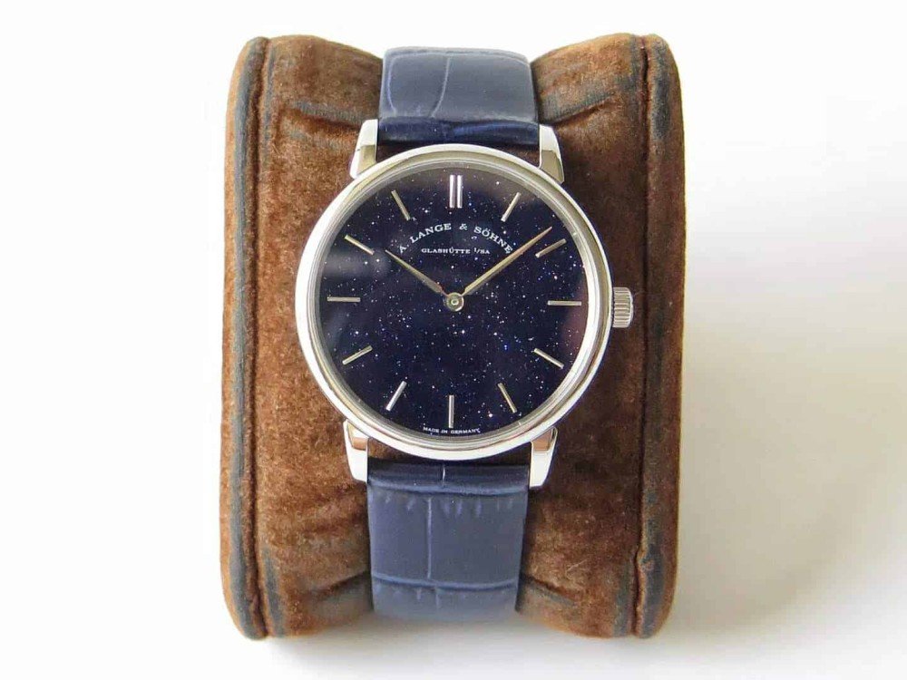 랑에 운트 죄네 SAXONIA 레더 스트랩 드레스 워치 39mm 205.086