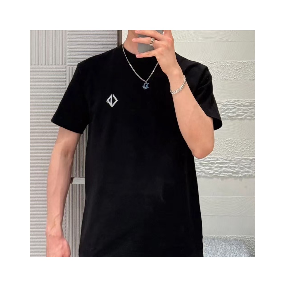 디올 다이아몬드 캐주얼 핏 반팔 티셔츠 블랙