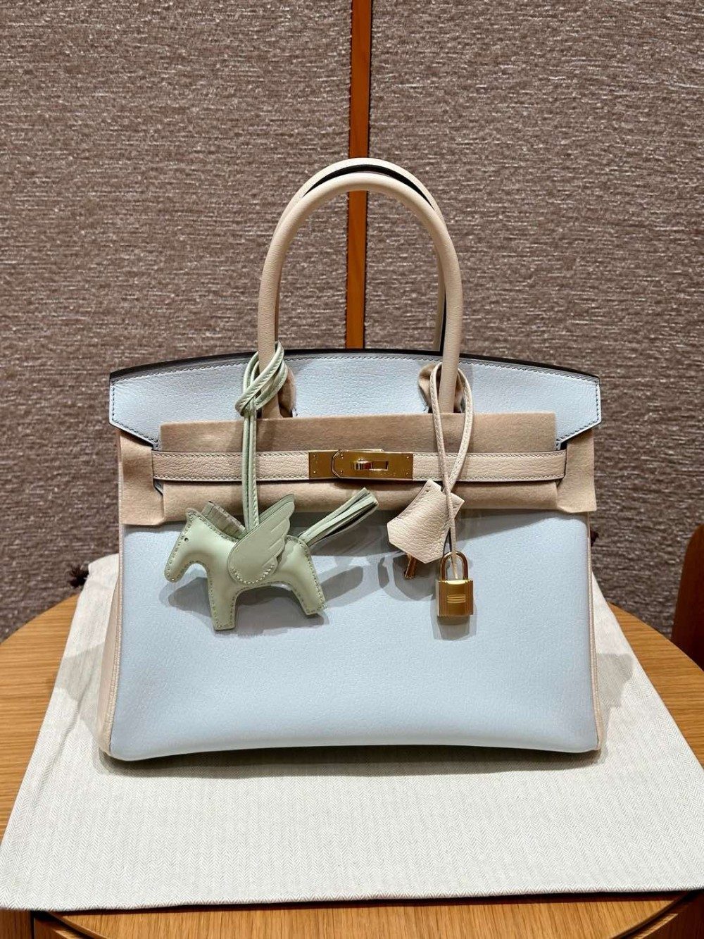 올수공 에르메스 버킨 30 T0/Blue Brume/i2/Nata 쉐브르 가죽 골드 하드웨어