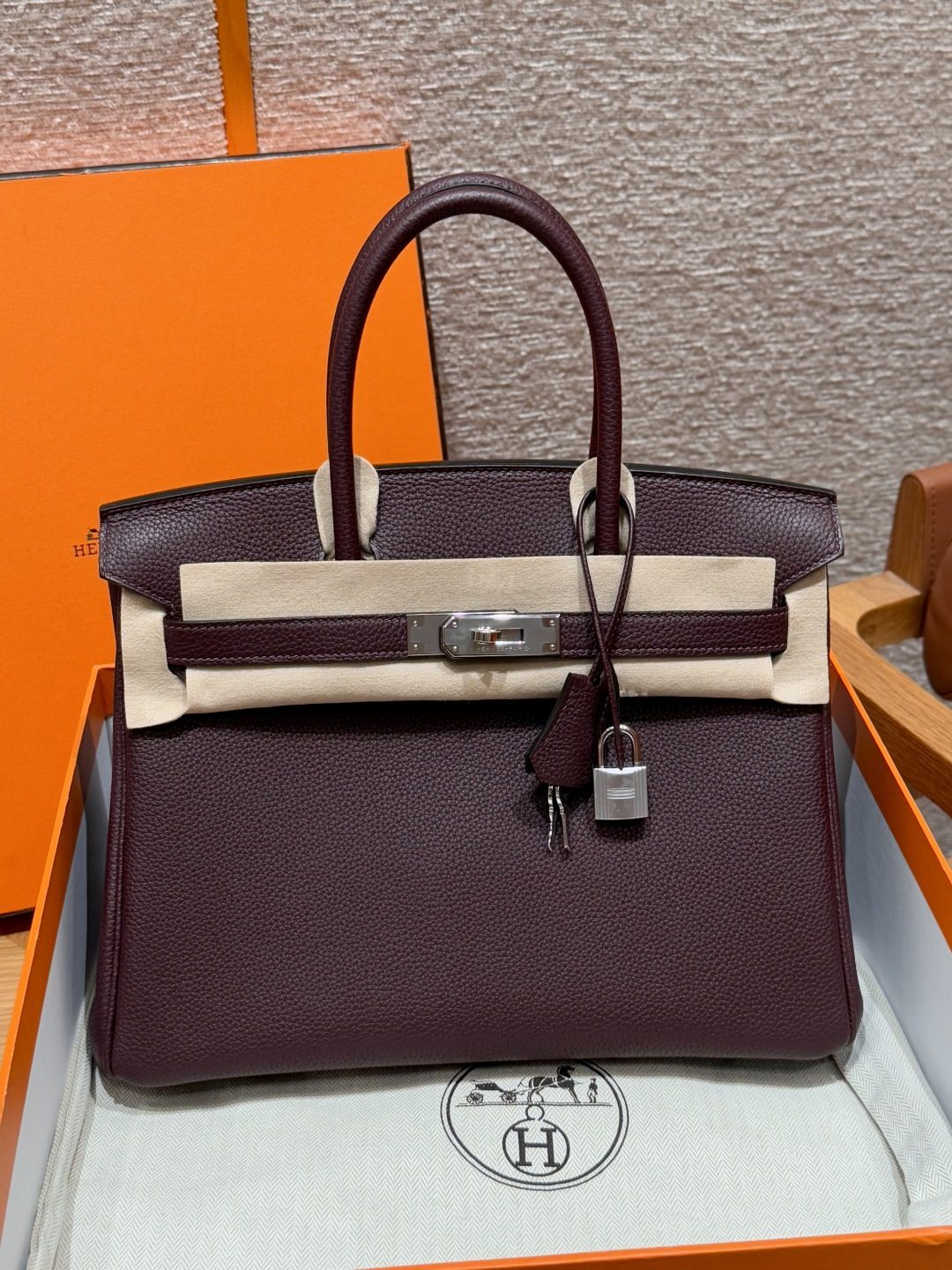 올수공 에르메스 버킨 30 OG/Rouge Sellier 토고 가죽 실버 하드웨어